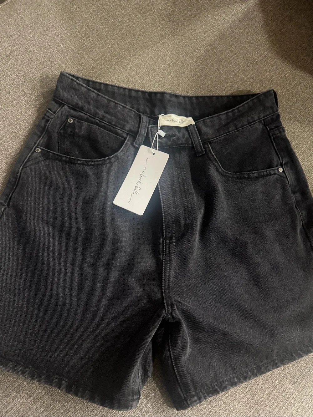 Women’s Black Denim Jean Shorts with Classic Pocket